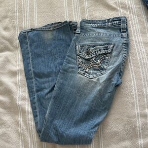 Women’s Big Star Light Blue Embroidered Pocket Jeans low rise